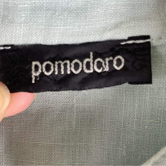 Pomodoro Linen Jacket Blazer Top Button Up Woman’s Sz 4 Blue Travel Lightweight - Picture 3 of 7